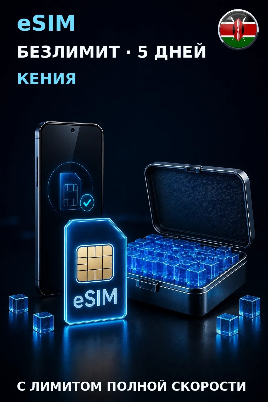 eSIM Кения — БЕЗЛИМИТ, 5 дней — интернет