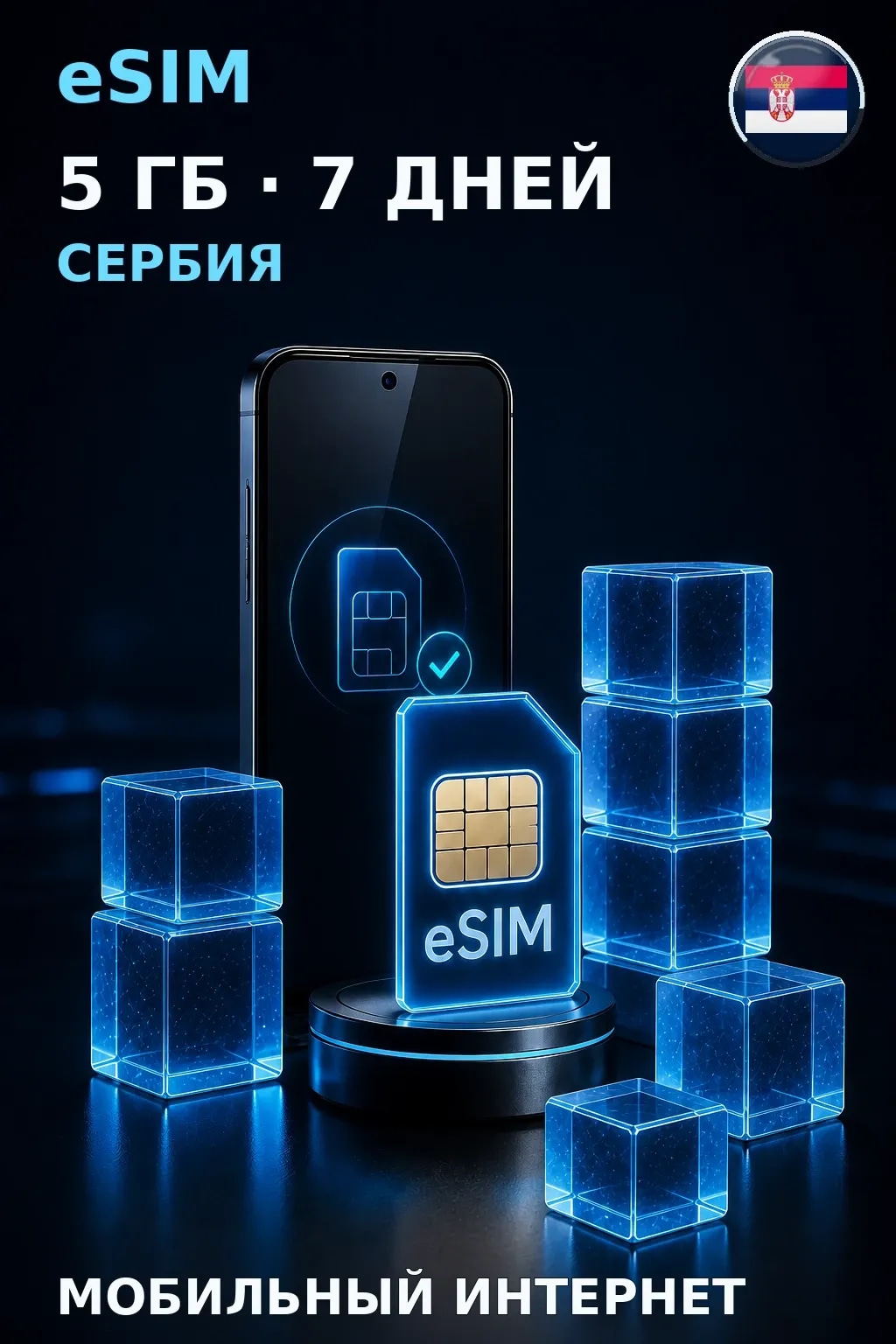 eSIM Сербия — 5 ГБ, 7 дней — интернет